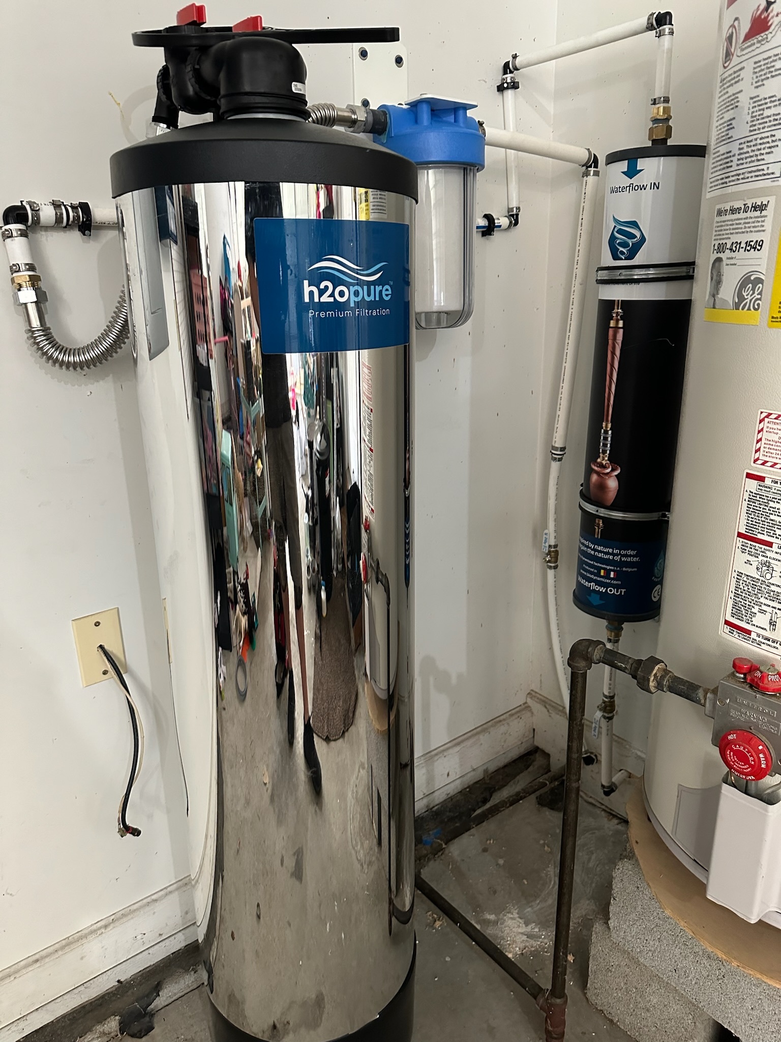 Simply Water tank installed in the corner of a home utility space